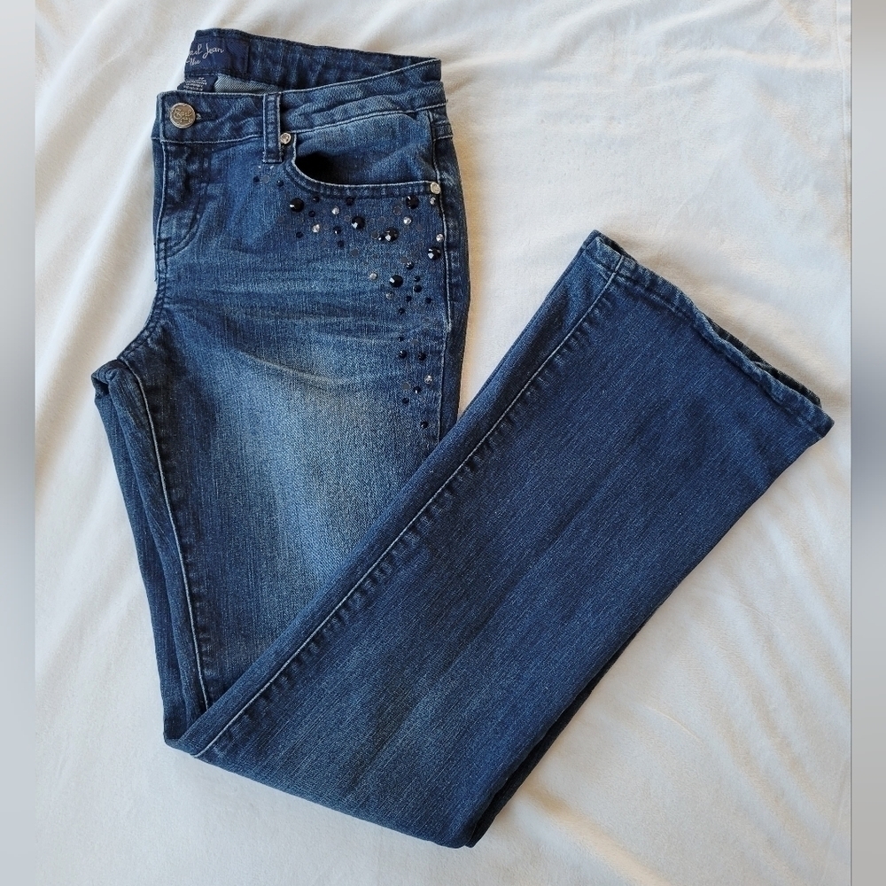 Earl Jeans blue embellished dark wash jeans 11